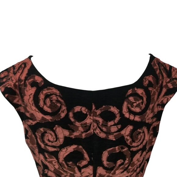 Yoana Baraschi Lace Applique Sleeveless Notch Neck Cocktail Dress Size 4 Party - Picture 9 of 14